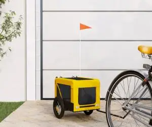 vidaXL Remorcă bicicletă animale companie galben/negru oxford/fier