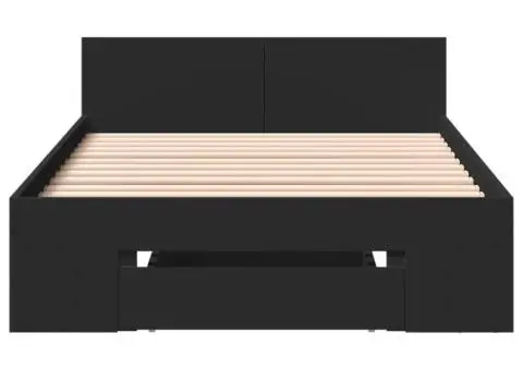 Cadru de pat cu sertar, negru, 90x200 cm, lemn prelucrat - 4/5