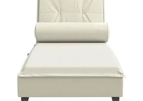 Șezlong de masaj cu suport sprijin, crem, catifea - 4/5