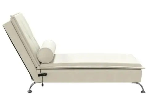 Șezlong de masaj cu suport sprijin, crem, catifea - 5/5