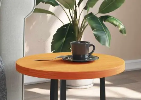 Blat de masă rotund, maro ceruit, Ø40x2,5 cm, lemn masiv de pin - 3/5