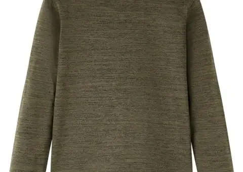 Tricou copii, mâneci lungi, kaki închis melanj, 104 - 2/5