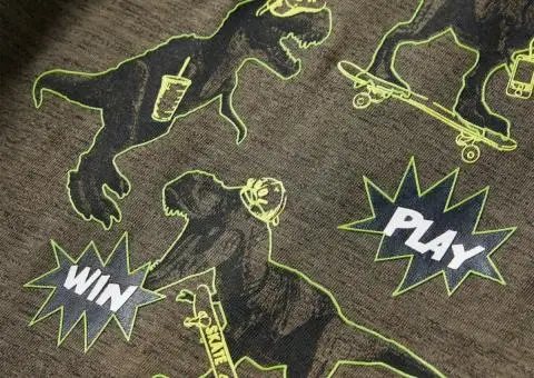 Tricou copii, mâneci lungi, kaki închis melanj, 104 - 4/5