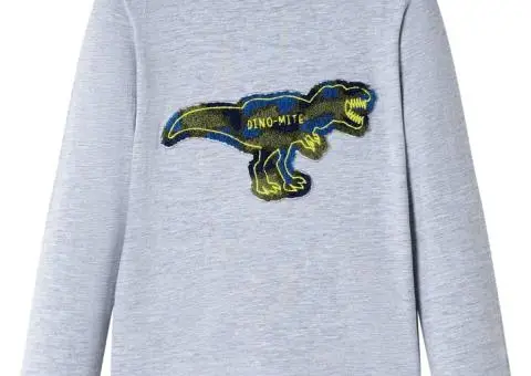 Tricou pentru copii cu mâneci lungi, gri melanj, 92 - 1/5