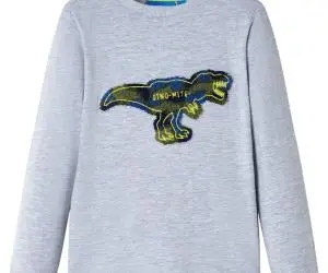 Tricou pentru copii cu mâneci lungi, gri melanj, 92