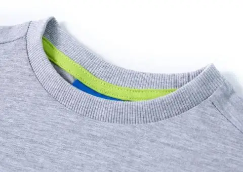 Tricou pentru copii cu mâneci lungi, gri melanj, 92 - 3/5