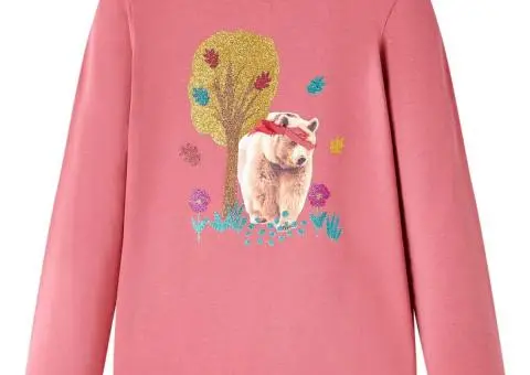 Tricou pentru copii cu mâneci lungi, roz antichizat, 116 - 1/5