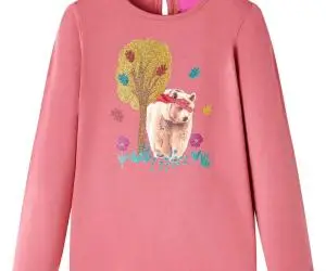 Tricou pentru copii cu mâneci lungi, roz antichizat, 116