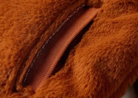 Jachetă cu glugă pentru copii, blană artificială, coniac, 140 - 5/5