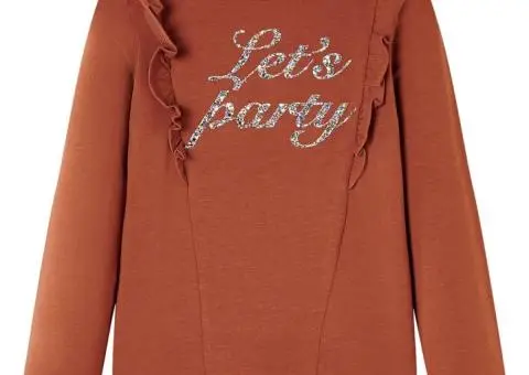 Tricou pentru copii cu mâneci lungi, coniac, 92 - 1/5