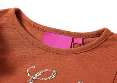 Tricou pentru copii cu mâneci lungi, coniac, 92 - 3/5