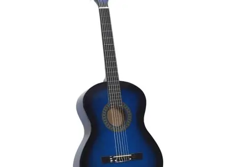 Chitară clasică începători, albastru, 4/4 39", lemn de tei - 2/5