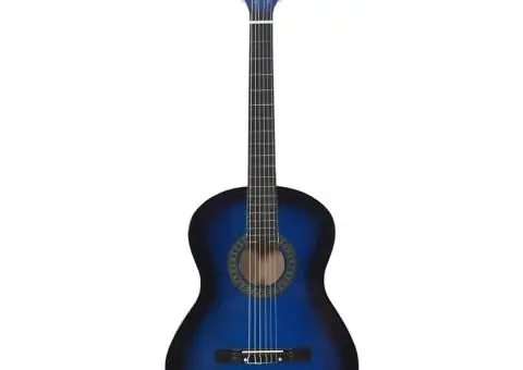 Chitară clasică începători, albastru, 4/4 39", lemn de tei - 3/5