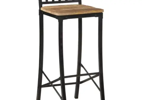 Scaune de bar, 2 buc., lemn masiv de mango brut - 2/5