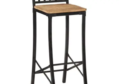 Scaune de bar, 2 buc., lemn masiv de mango brut - 3/5