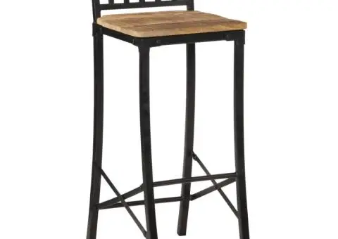 Scaune de bar, 2 buc., lemn masiv de mango brut - 4/5