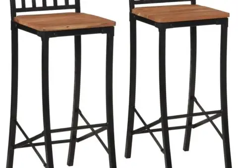 Scaune de bar, 2 buc., lemn masiv de acacia - 1/5