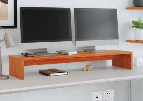 Suport pentru monitor, maro ceruit, 100x27x15cm, lemn masiv pin - 1/5