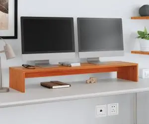 vidaXL Suport pentru monitor, maro ceruit, 100x27x15cm, lemn masiv pin