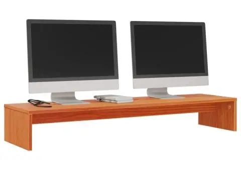 Suport pentru monitor, maro ceruit, 100x27x15cm, lemn masiv pin - 3/5