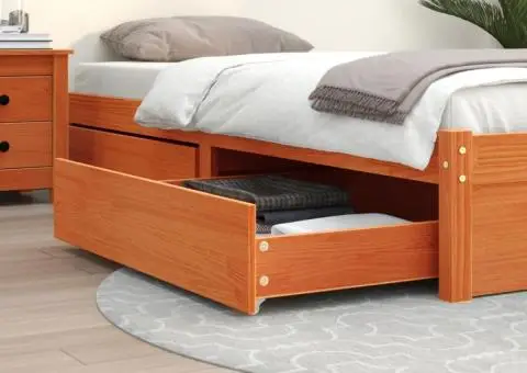 Sertare pentru pat de zi, 2 buc., maro ceruit, lemn masiv pin - 1/5