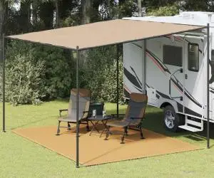 vidaXL Covor pentru cort, nisipiu, 300x400 cm, HDPE