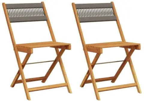 Scaune de bistro, 2 buc., gri, lemn masiv acacia și funie - 2/5