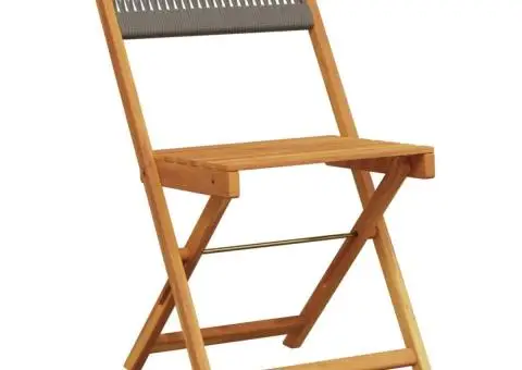 Scaune de bistro, 2 buc., gri, lemn masiv acacia și funie - 4/5