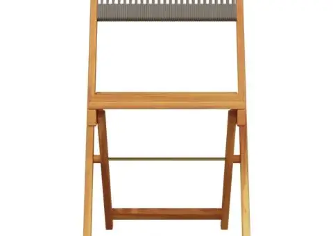 Scaune de bistro, 2 buc., gri, lemn masiv acacia și funie - 5/5