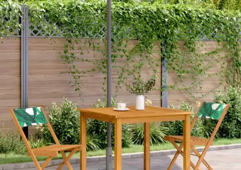 Scaune bistro 2 buc., model frunze, lemn masiv acacia textil - 3/5