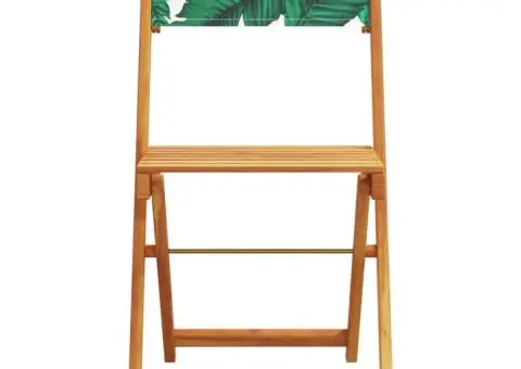 Scaune bistro 2 buc., model frunze, lemn masiv acacia textil - 5/5