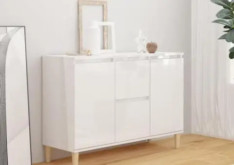 Servantă, alb extralucios, 101x35x70 cm, lemn prelucrat - 1/5