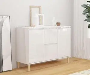 vidaXL Servantă, alb extralucios, 101x35x70 cm, lemn prelucrat