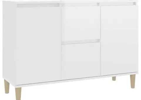 Servantă, alb extralucios, 101x35x70 cm, lemn prelucrat - 2/5