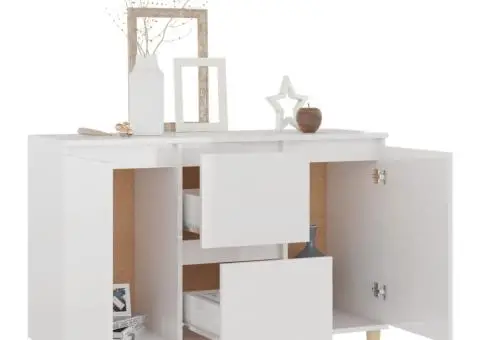 Servantă, alb extralucios, 101x35x70 cm, lemn prelucrat - 3/5