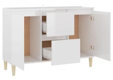 Servantă, alb extralucios, 101x35x70 cm, lemn prelucrat - 4/5