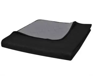 Cuvertură matlasată cu două fețe, negru/gri, 230 x 260 cm