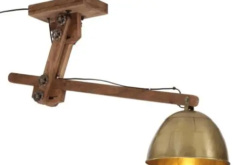 Lampă de tavan 25 W, alamă antichizată, 105x30x65-108 cm, E27 - 1/5