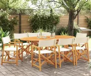 vidaXL Scaune de grădină pliabile, 8 buc., țesătură alb crem