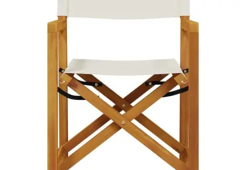 Scaune de grădină pliabile, 8 buc., țesătură alb crem - 3/5