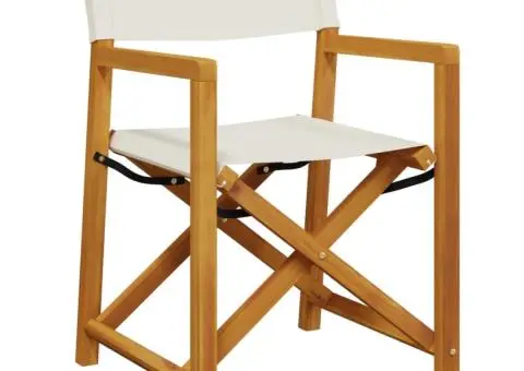 Scaune de grădină pliabile, 8 buc., țesătură alb crem - 4/5