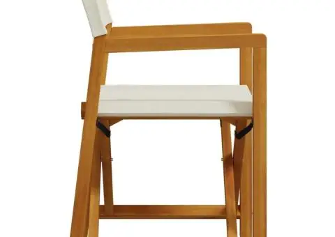 Scaune de grădină pliabile, 8 buc., țesătură alb crem - 5/5