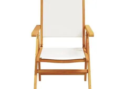 Scaune de grădină rabatabile 6 buc., textil alb crem/lemn masiv - 4/5