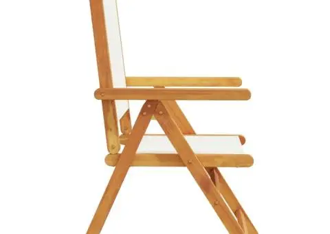 Scaune de grădină rabatabile 6 buc., textil alb crem/lemn masiv - 5/5