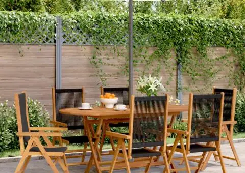 Scaune de grădină rabatabile, 6 buc., negru, lemn masiv acacia - 1/5