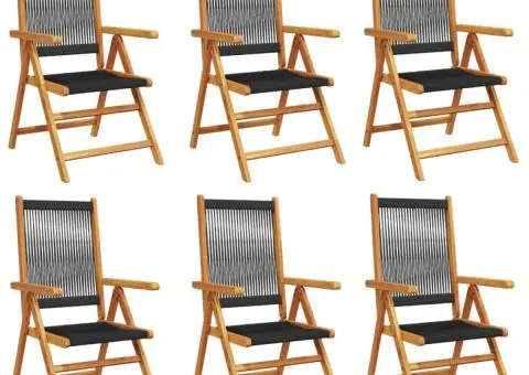 Scaune de grădină rabatabile, 6 buc., negru, lemn masiv acacia - 2/5
