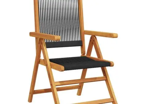 Scaune de grădină rabatabile, 6 buc., negru, lemn masiv acacia - 3/5