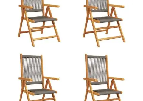 Scaune de grădină rabatabile, 4 buc., gri, lemn masiv acacia - 2/5