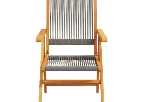 Scaune de grădină rabatabile, 4 buc., gri, lemn masiv acacia - 4/5