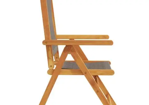 Scaune de grădină rabatabile, 4 buc., gri, lemn masiv acacia - 5/5